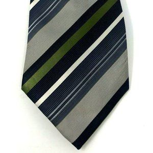 SAXONY Mens Necktie TIE Silver Green Grey Diagonal
